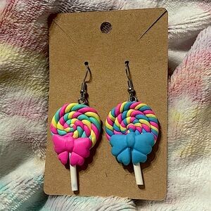 Mismatched Pink and Lollipop Bow Earrings